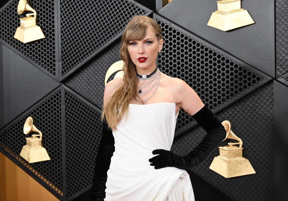 <p>Gilbert Flores/Billboard via Getty</p> Taylor Swift at the GRAMMY Awards held at Crypto.com Arena on Feb. 4, 2024