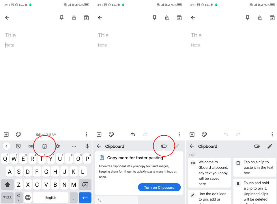 Clipboard feature in Gboard