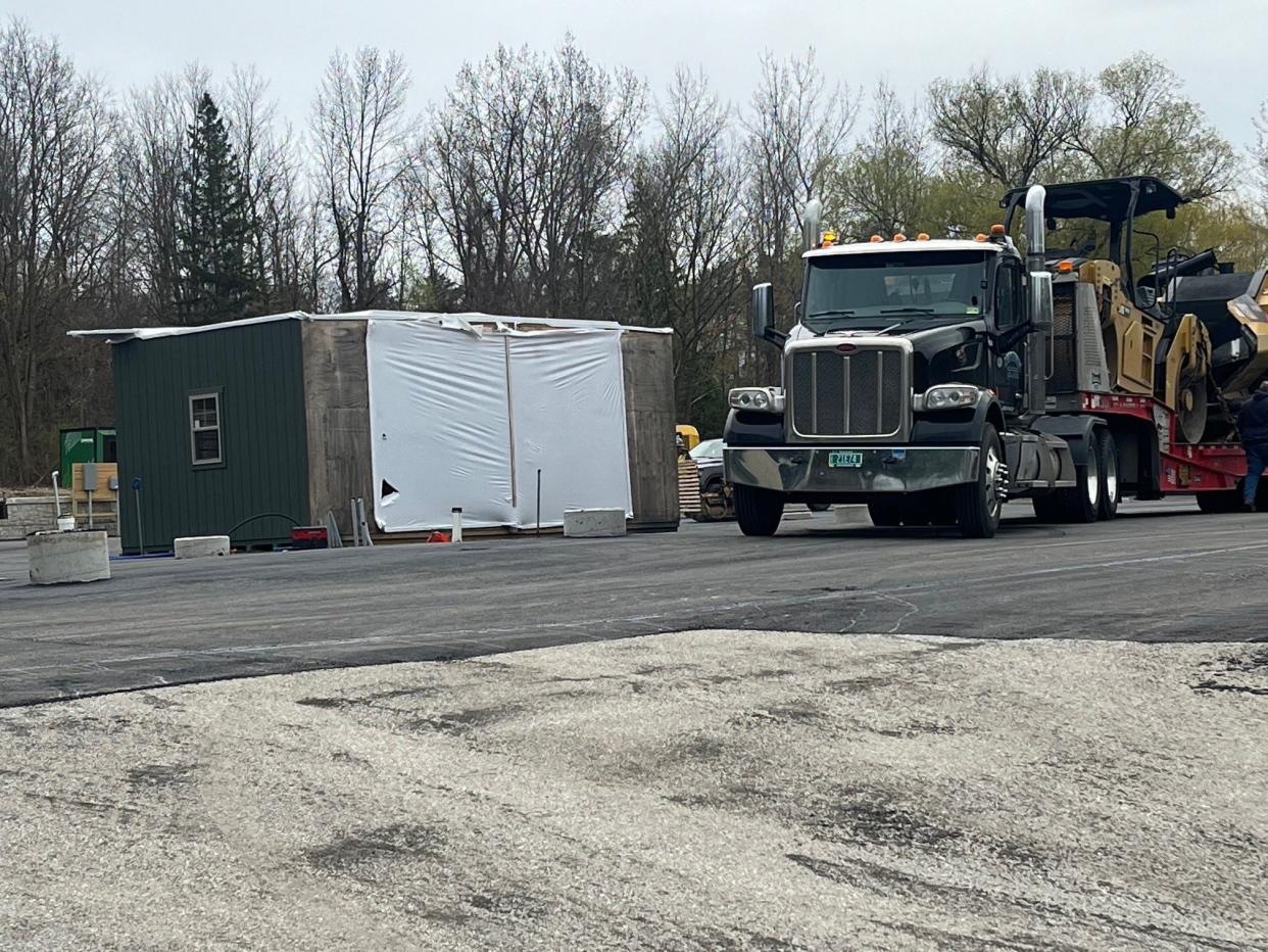 A small prefabricated building for the new Gardener's Supply Company nursery on Shelburne Road arrived Monday, April 29, 2024.