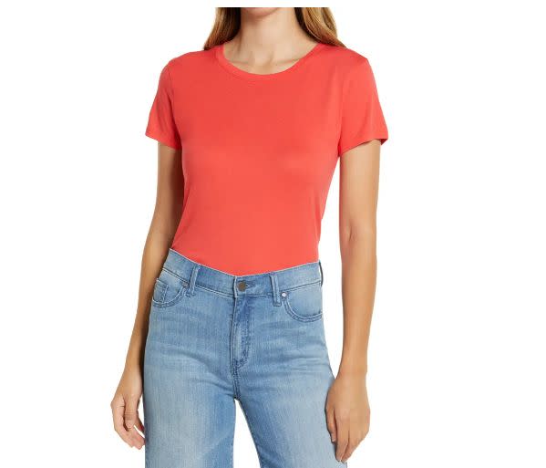 This <a href="https://fave.co/3jnuHf4" target="_blank" rel="noopener noreferrer">Halogen Short Sleeve Crewneck Tee</a> is available in five colors and sizes XS to XXL. Find it <a href="https://fave.co/3jnuHf4" target="_blank" rel="noopener noreferrer">on sale for $15﻿</a> (normally $29) at Nordstorm.