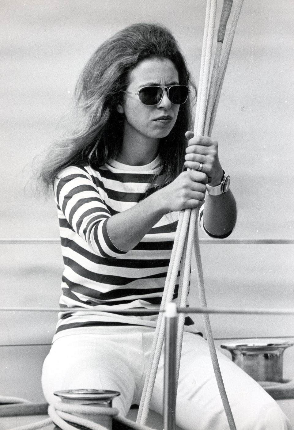 Princess Anne sailing with her father, Prince Philip, during the Britannia Cup in 1970Bill Cross/Daily Mail/Shutterstock