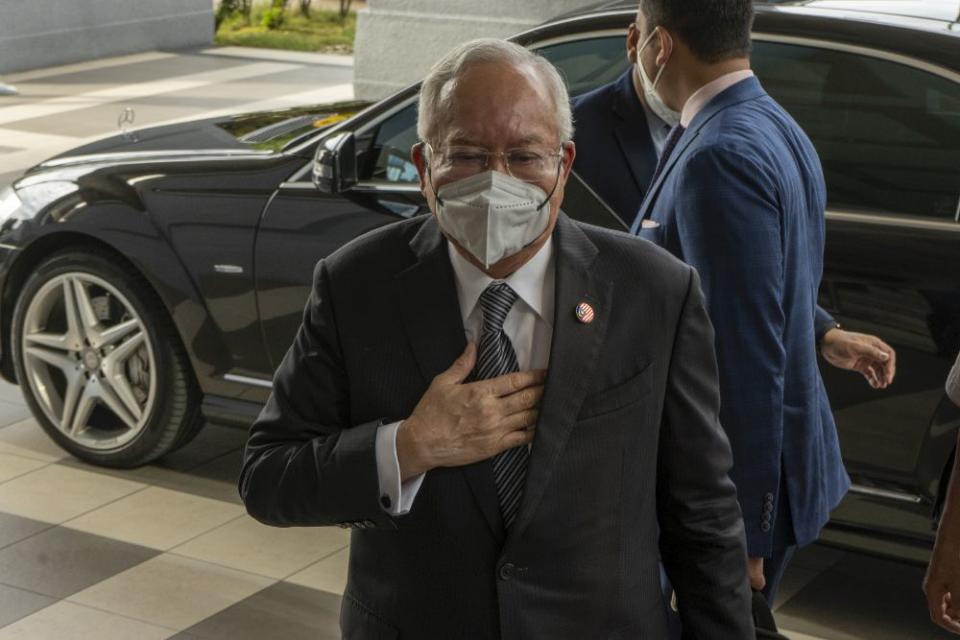 Datuk Seri Najib Razak is pictured at the Kuala Lumpur High Court May 9, 2022. — Picture by Shafwan Zaidon