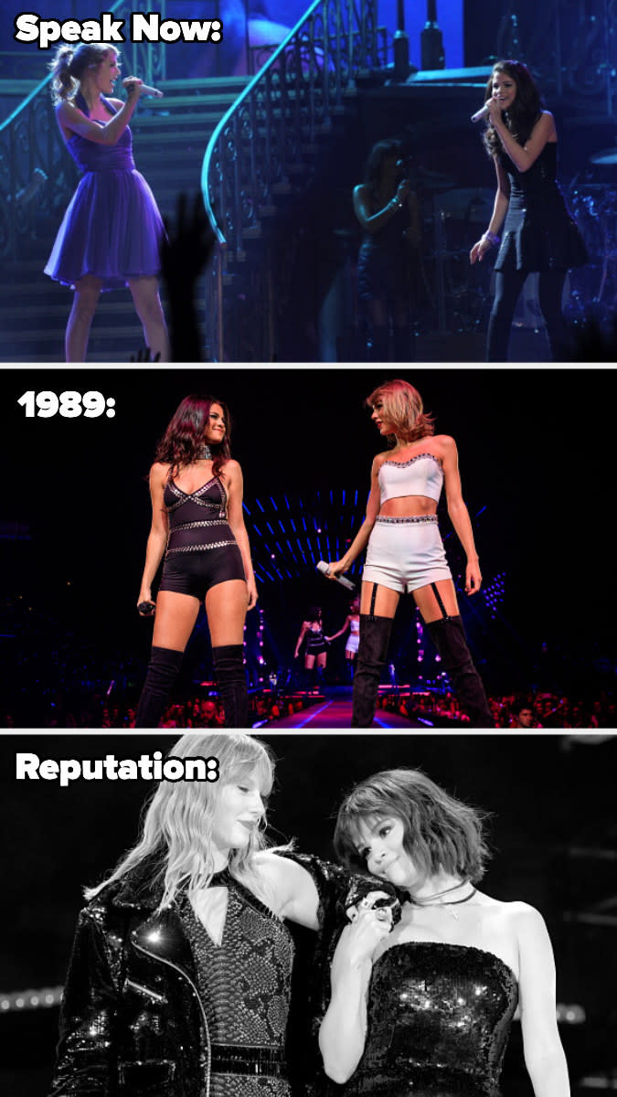 the two singers on stage throughout the years