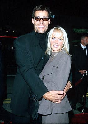 Tony Robbins with his wife at the Mann's Bruin Theater premiere of Warner Brothers' Get Carter