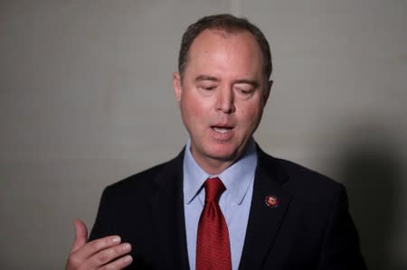 House Intelligence Committee Chairman Schiff speaks to reporters after U.S. Ambassador to European Union Sondland failed to show on Capitol Hill in Washington