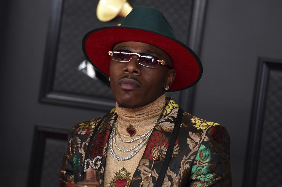 DaBaby arrives at the 63rd annual Grammy Awards at the Los Angeles Convention Center on Sunday, March 14, 2021. (Photo by Jordan Strauss/Invision/AP)