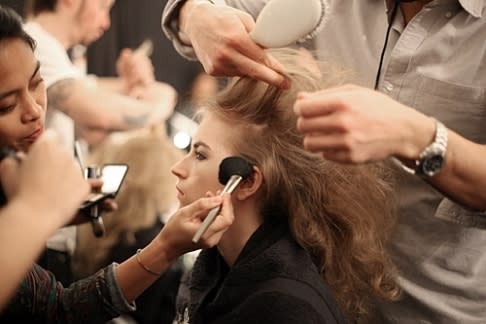 An inside look backstage at Vera Wang's Fall/Winter 2010 show.