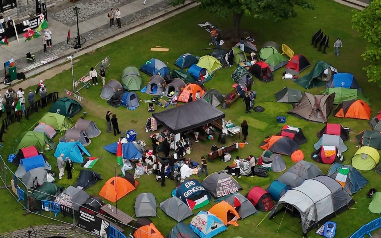 Students have camped in the grounds of Trinity College Dublin in protest at the Gaza conflict