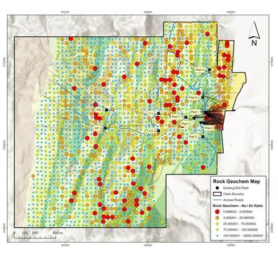 Figure 3. Sodium/Zinc ratio map (CNW Group/Arizona Metals Corp.)