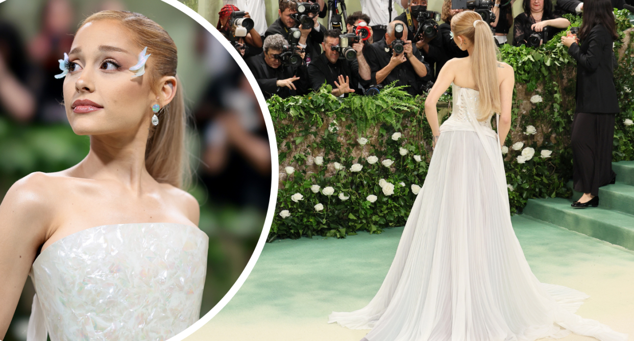Ariana Grande wore a stunning custom Loewe gown that made her look like a fairy princess. 
Credit: Getty Images 