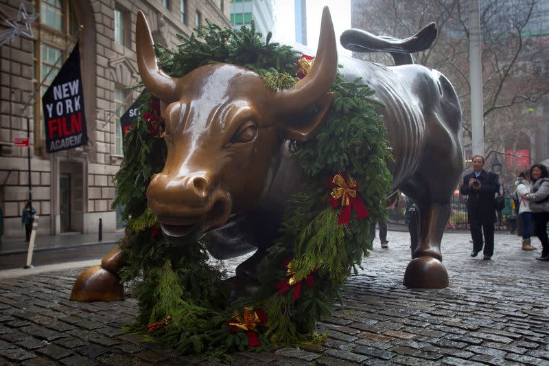 FILE PHOTO: The Wall Street bull statue is pictured in the Manhattan Borough of New York