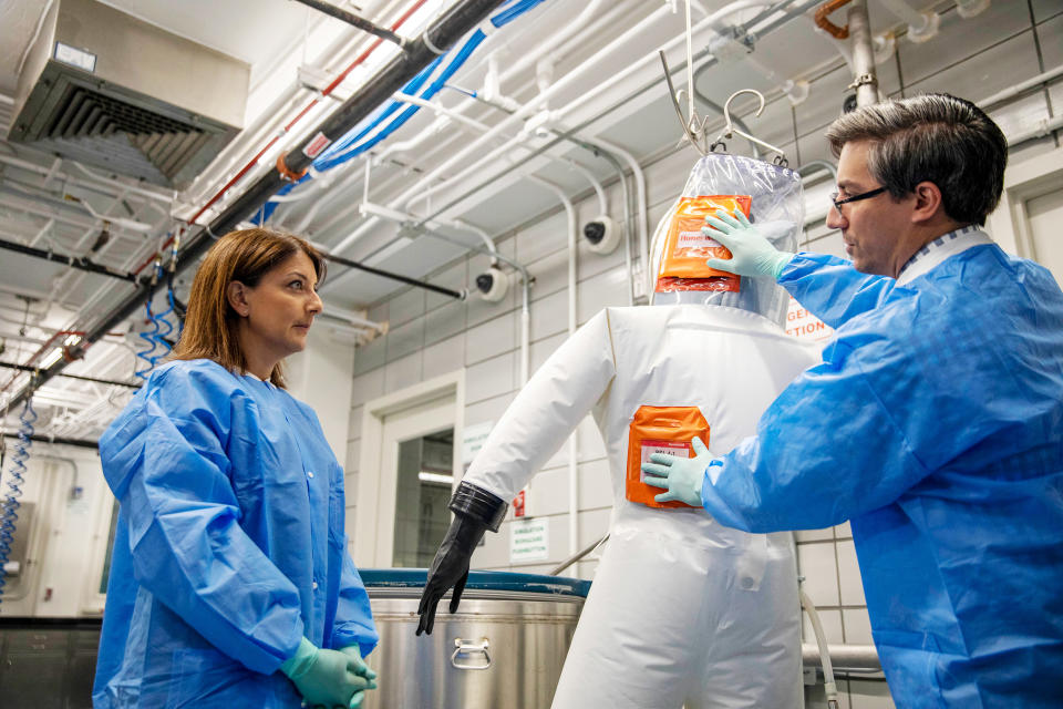 Dr. Mandy Cohen, the 20th Director of the Centers for Disease Control and Prevention, tours a laboratory training facility at the CDC main campus in Atlanta on July 20, 2023. (Alyssa Pointer for NBC News)