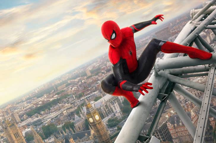 The London Eye takes centre stage in the new poster for Marvel superhero blockbuster ‘Spider-Man: Far From Home’. (Credit: Sony/Marvel)