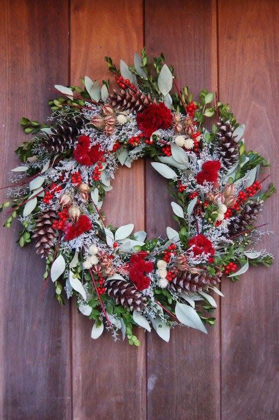 A dried flower arrangement.