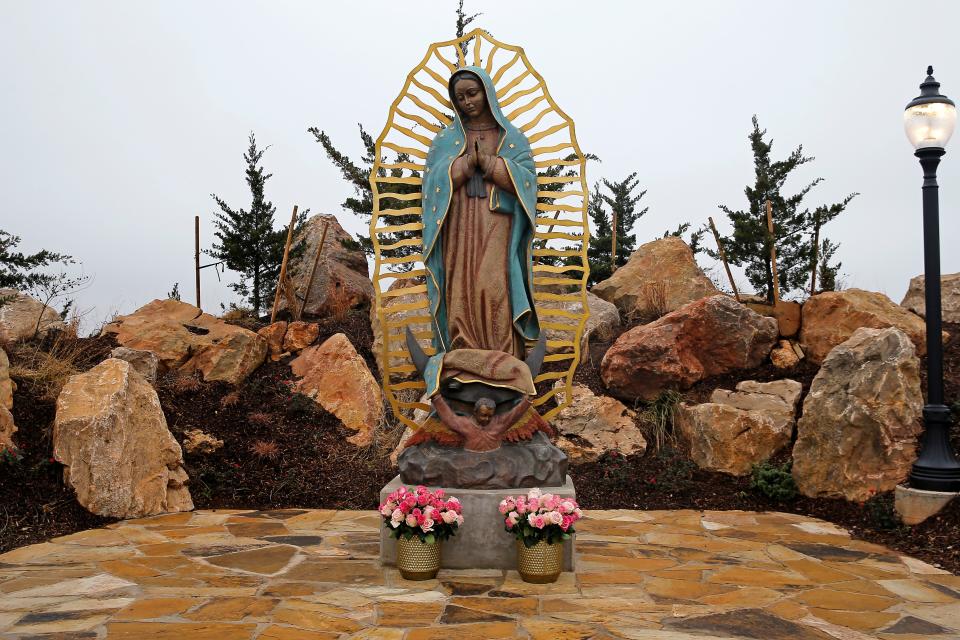 The Our Lady of Guadalupe statue is seen Dec. 11 during an outdoor Mass and dedication of Tepeyac Hill at the Blessed Stanley Rother Shrine in Oklahoma City.