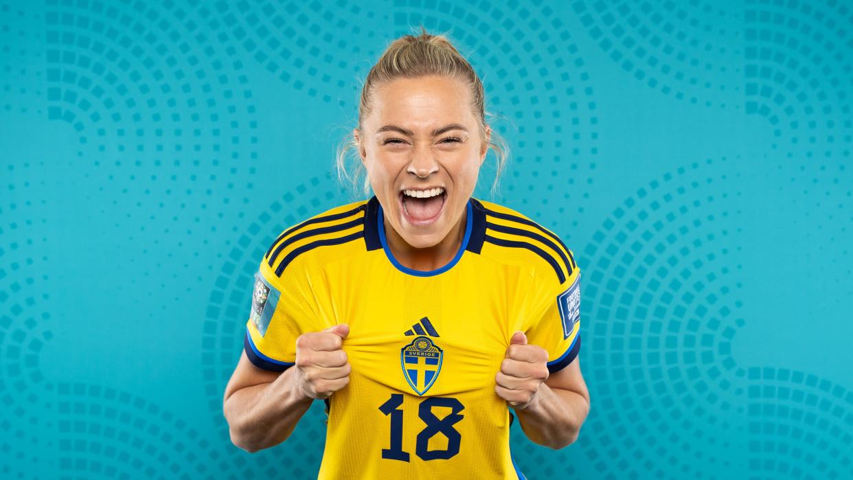  Fridolina Rolfo of Sweden poses during the official FIFA Women's World Cup Australia & New Zealand 2023 portrait session on July 18, 2023 in Wellington / Te Whanganui-a-Tara, New Zealand 