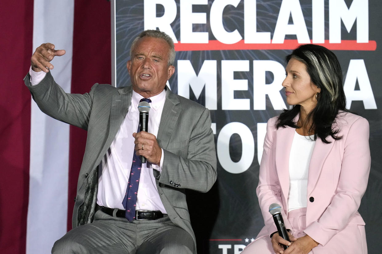 Robert F. Kennedy Jr. speaks at a campaign event for former President Donald Trump. (Ross D. Franklin / AP)