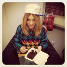 Celebrity photos: Nicola Roberts made us seriously drool after tweeting this image of herself tucking into a giant piece of chocolate cake. Fancy sharing, Nic?