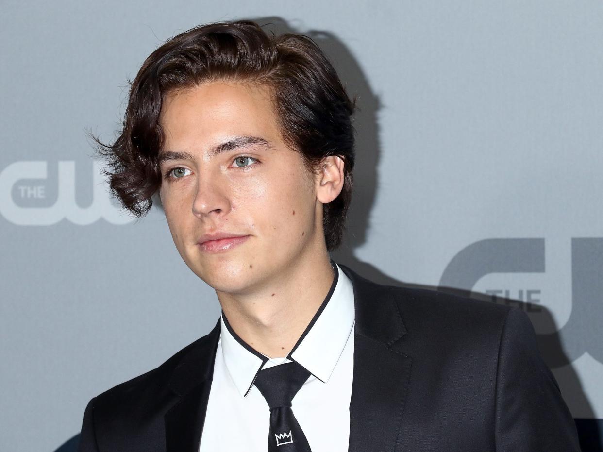 Cole Sprouse at an event in a suit and tie.