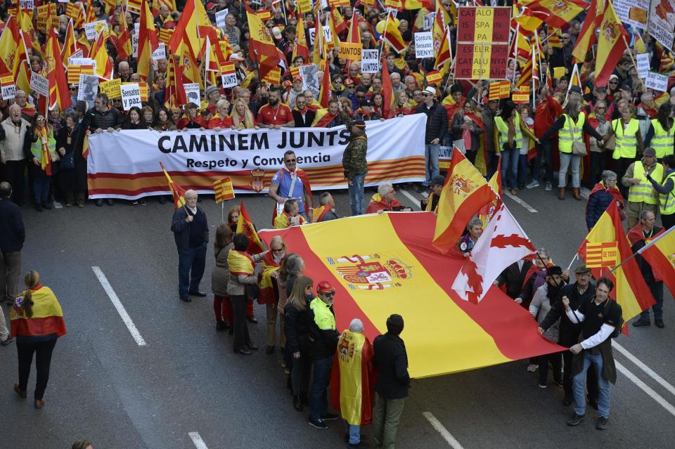 Catalans claim their rights to the European institutions and ask that they guarantee fundamental freedoms and basic rights in Catalonia: AFP/Getty Images