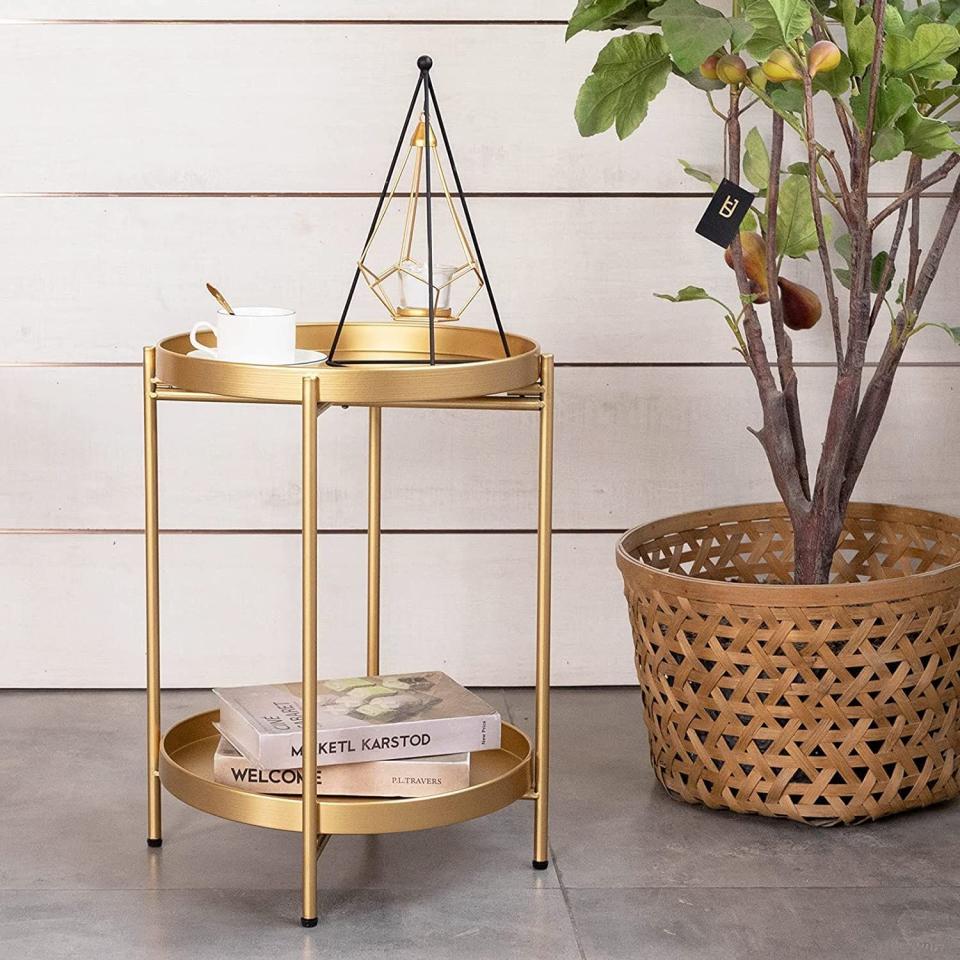 24) FUNME Gold Folding End Table