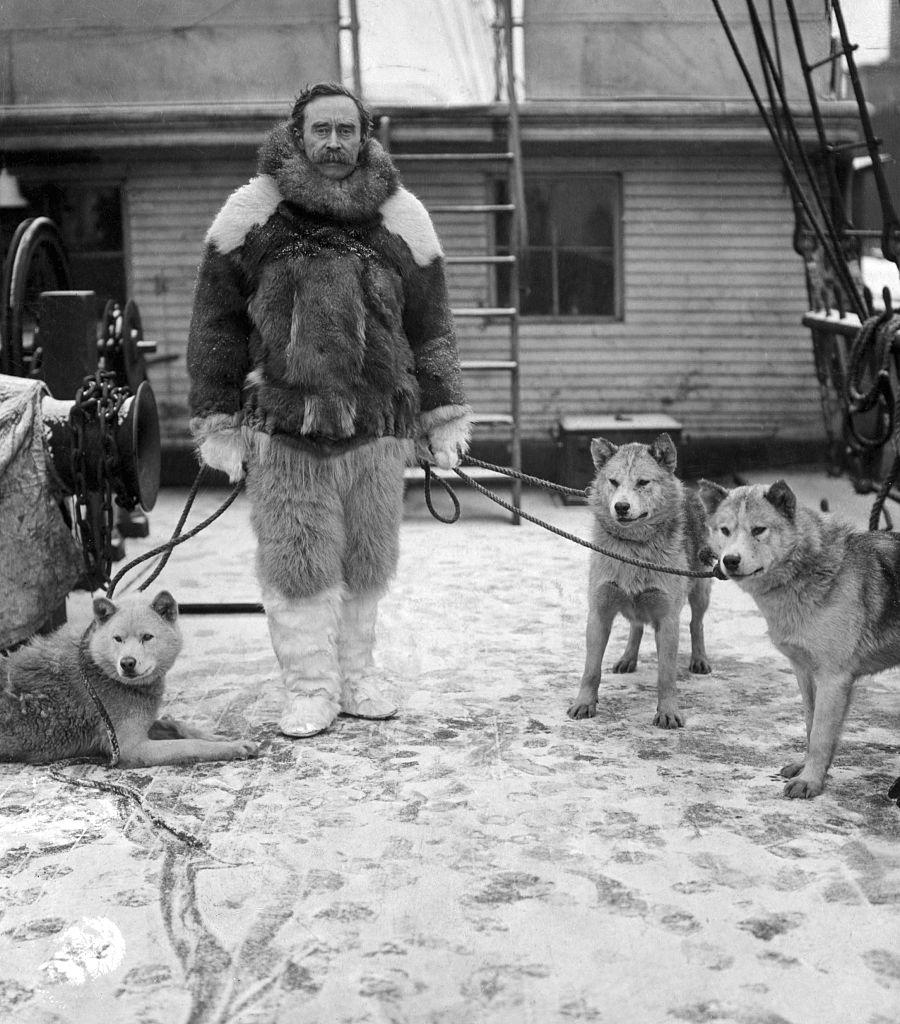 Robert E. Peary with Sled Dogs