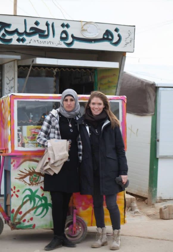 The author (right) and Hanadi at the Zaatari refugee camp in Jordan in 2016. (Photo: Reilly Dowd Productions, LLC)