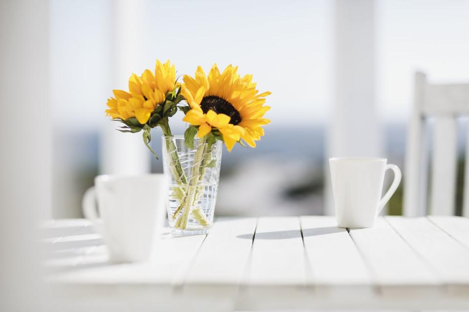 <p>The strong stems of a sunflower represent the strength of marriage. Sunflowers also turn their heads to follow the sun, which symbolises loyalty. </p>