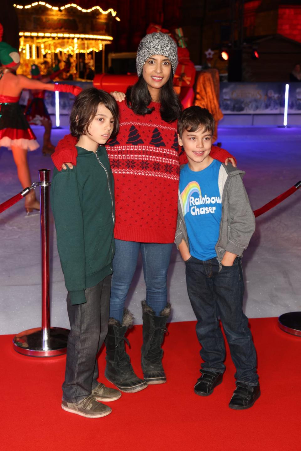 The TV presenter, pictured with her and Brook’s sons at The Natural History Museum last November, said she had always children (Getty Images)