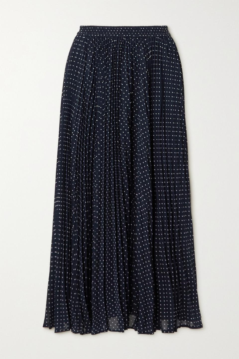 13) Pleated polka-dot georgette midi skirt