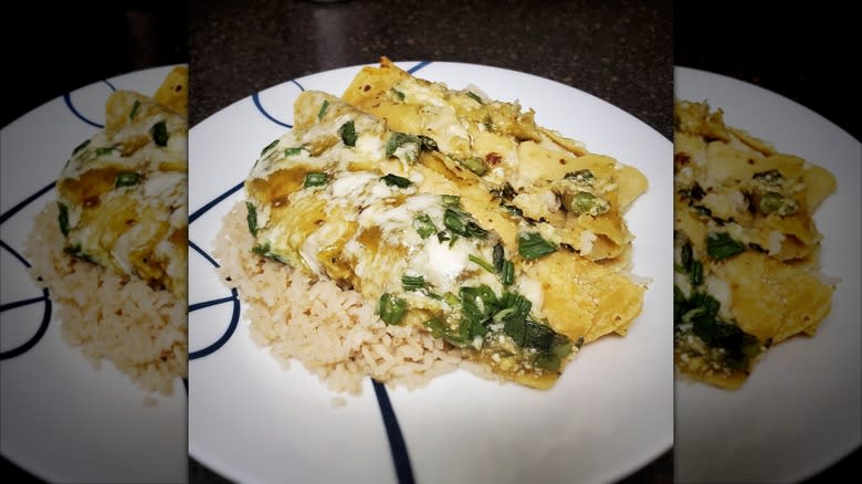 Chicken Enchiladas Verde on plate