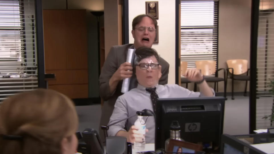 Dwight Puts Saran Wrap Over Clark's Face
