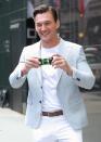 <p>Tyler Cameron snaps photos outside of <em>Good Morning America</em> while promoting his new book, <em>You Deserve Better</em>, in N.Y.C. on July 27.</p>