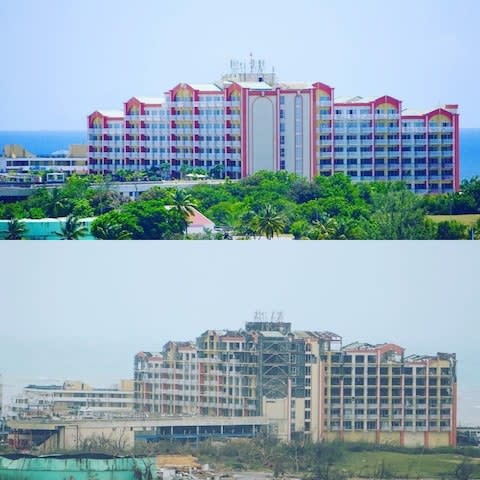 A hotel on St Maarten before and after Hurricane Irma - Credit: David Townsend