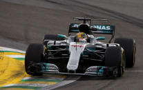 Formula One F1 - Brazilian Grand Prix 2017 - Sao Paulo, Brazil - November 10, 2017. Mercedes' Lewis Hamilton of Britain during second practice. REUTERS/Paulo Whitaker