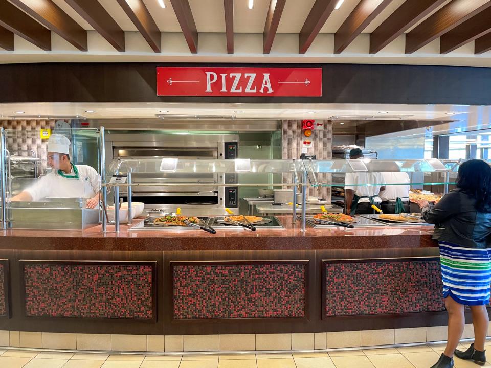 The pizza section of the buffet in the MSC Meraviglia