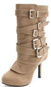 charlotte russe belt wrap sueded heel boot