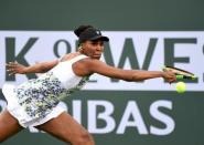 Mar 15, 2018; Indian Wells, CA, USA; Venus Williams (USA) in her quarterfinal match against Carla Suarez Navarro (not pictured) in the BNP Paribas Open at the Indian Wells Tennis Garden. Mandatory Credit: Jayne Kamin-Oncea-USA TODAY Sports