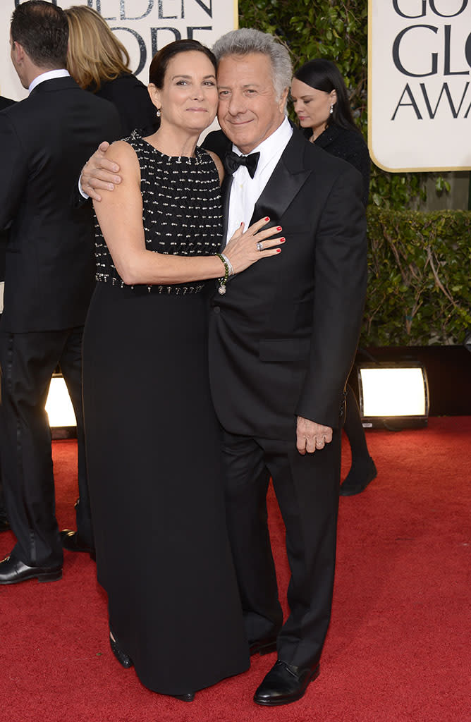 Lisa Gottsegen and Dustin Hoffman arrive at the 70th Annual Golden Globe Awards at the Beverly Hilton in Beverly Hills, CA on January 13, 2013.