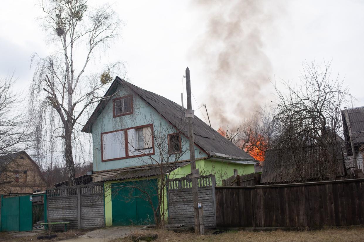 A view of a house which was shelled on March 6, 2022, in Irpin, Ukraine.