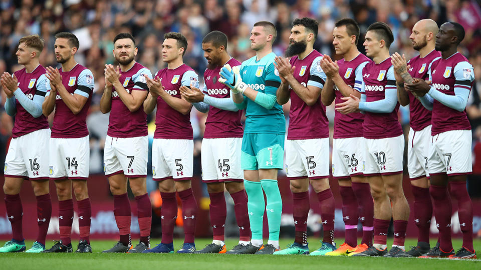 Villa players pay tribute to Samuel. Image: Getty