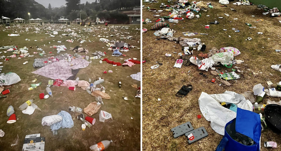 Mounds of rubbish left in Bronte beach park following Christmas celebrations. 