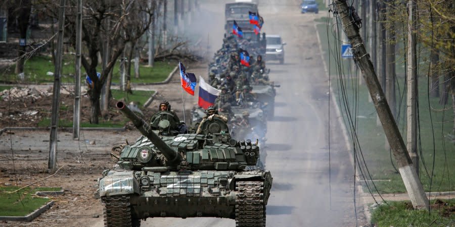 Russian invaders in Mariupol