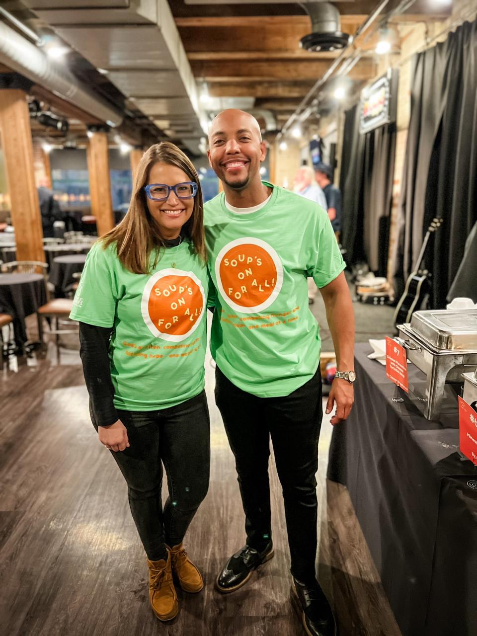 News 8 Daybreak anchors Teresa Weakley and Donovan Long at Soup's On For All at The B.O.B. in Grand Rapids on Jan. 29, 2024.