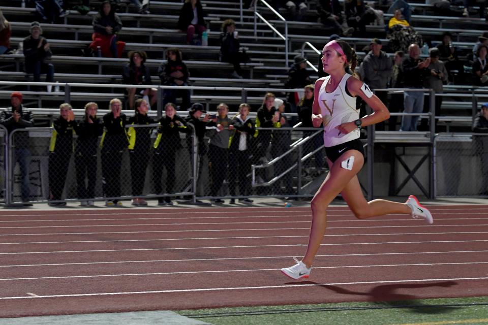 The last time Ventura High's Sadie Engelhardt ran on the Moorpark High track she had a record-setting performance in the 3,200-meter race at the Ventura County Track and Field Championships on April 22.