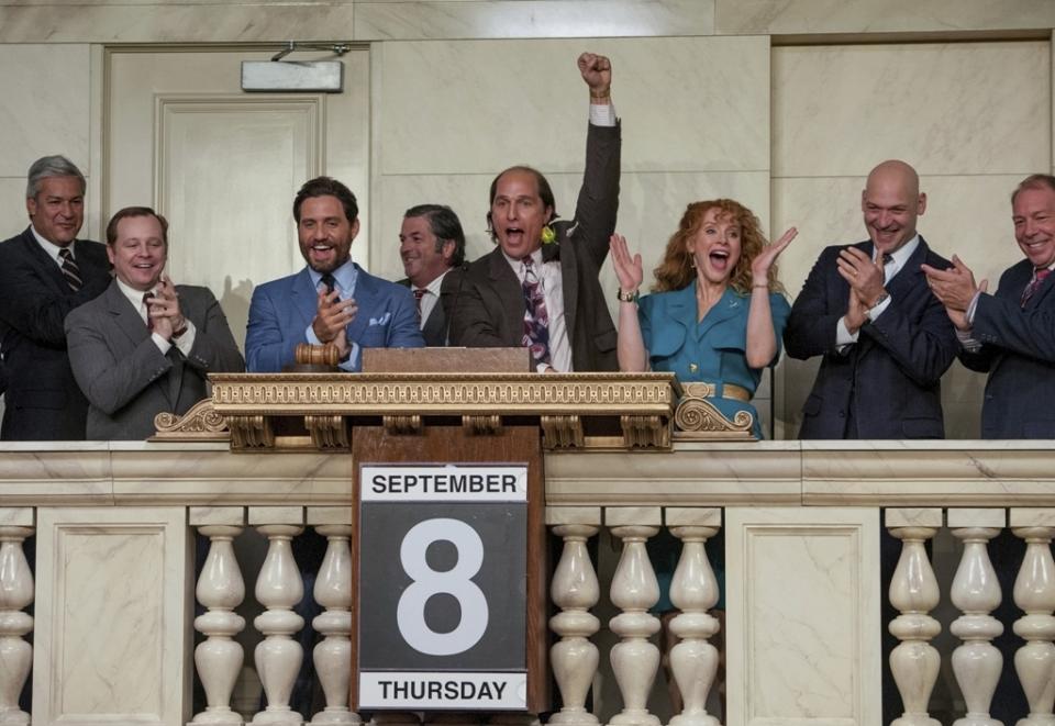 This image released by The Weinstein Company shows Matthew McConaughey, center, in a scene from, "Gold." (Lewis Jacobs/The Weinstein Company via AP)