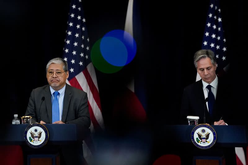 U.S. Secretary of State Antony Blinken, U.S. Defense Secretary Lloyd Austin, Philippine Secretary of Foreign Affairs Enrique Manalo, and Philippine Defense Chief Carlito Galvez Jr., in Washington