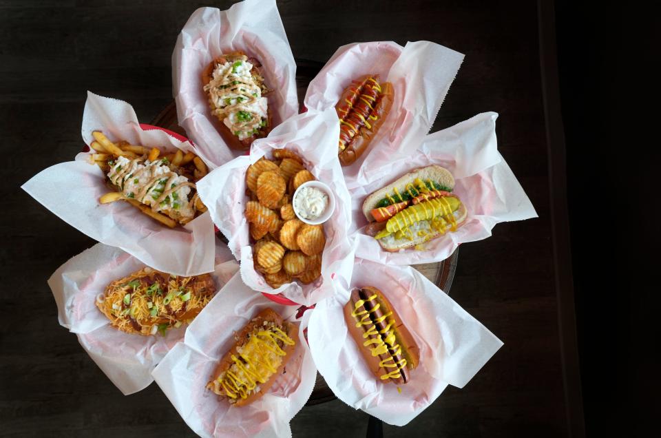 Junkyard Dogs, a new restaurant venture in Linworth, offers an all-beef five-star hot dog, an all-pork stadium hot dog, a vegan hot dog and a Wagyu beef hot dog and dozens of choices of toppings.