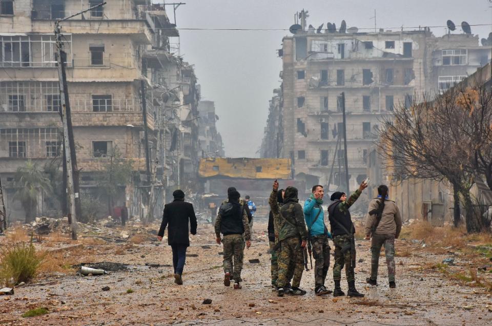 Syrian pro-government forces in Aleppo in 2016.