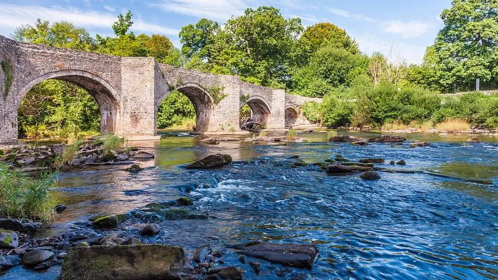 The River Usk and Llangynidr Bridge in the Brecon Beacons National Park